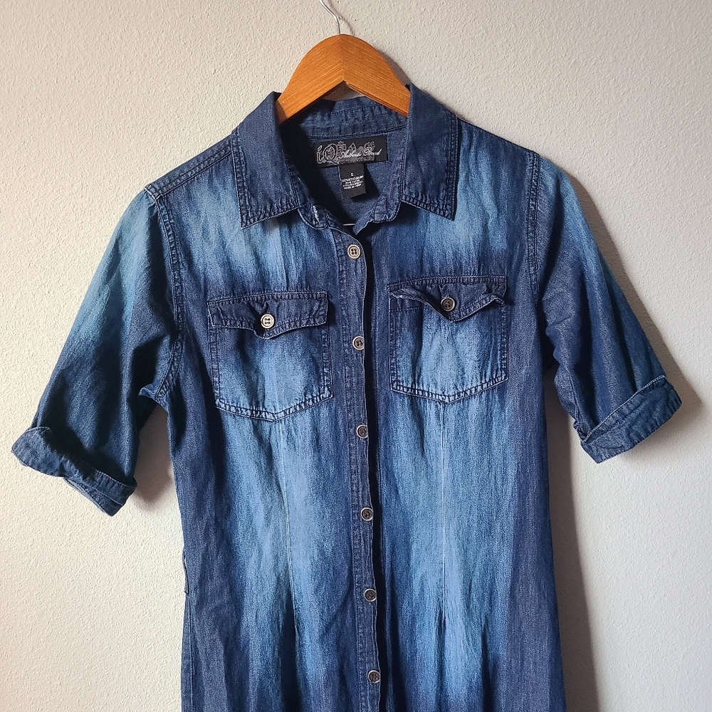 I.Q Denim Cotton Button Up Dress